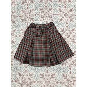 Becky Thatcher Elderwear Girls 5 Red Grey Plaid Pleated School Uniform Skirt